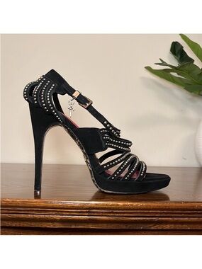 Cesare Paciotti Studded Black Suede Heels